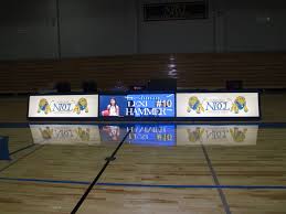Notre Dame High School S New Led Score Table By Allied Scoring Tables Inc Led Flat Screen Basketball Court