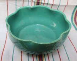 Garden City Pottery Planter Art Bowl Turquoise 7 California Bulb Bowl Ruffled Jade Garden City Pottery California Pottery Art Bowls