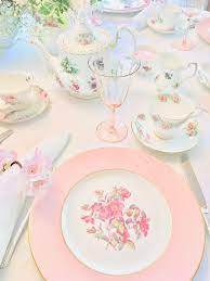 Tea Time With Pastel Flowers Pink Tea Party Pink Rims Flower Tea