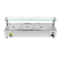 [Hot Item] 3 Pots Table Top Commercial Bain Marie with Glass Sneeze Guard