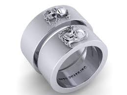 Black And Silver Wedding Band For Her Skull Couple In Chains His And Hers Wedding Band Combo 925 Sterling Silver Ring Udinc0357 Skull Engagement Ring Skull Wedding Ring Gothic Engagement Ring