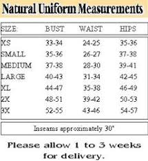 Size Chart Natural Uniforms