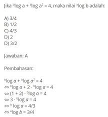 Jika ba = c, maka blog c = a a) 23 = 8 → 2log 8 = 3 b) 54 = 625 → 5log 625 = 4 c). Contoh Soal Sbmptn Matematika Dasar Kumpulan Soal Pelajaran 10