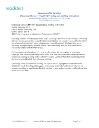 · preview — unlocking literacy by marcia henry . Readsters Com