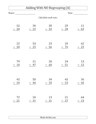Free pdf worksheets from k5 learning's online reading and math program. 2 Digit Plus 2 Digit Addition With No Regrouping A