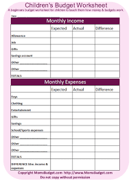 Kid S Budget Worksheet Budgeting Worksheets Kids Budget Teens Budget