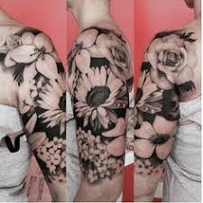 Black And White Daisy Tattoo Sleeve Daisy Tattoo Sleeve Google Search Tattoos Flower Tattoos Beautiful Flower Tattoos