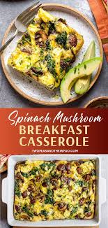 Spinach Mushroom Breakfast Casserole In 2020 Vegetarian Breakfast Casserole Mushroom Breakfast Breakfast Recipes Casserole