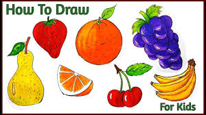 How To Draw Fruits For Kids How To Draw Bananas For Kids How To Draw Orange For Kids How To Draw Stawberry Fruits Drawing Fruits For Kids Drawing For Beginners