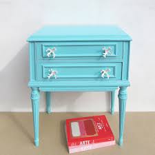 Restored Vintage Bedside Table Turquoise And By Mypetitvintage 180 00 Vintage Side Table Turquoise Bedside Table Vintage Bedside Table