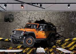 3d Wallpaper Orange Jeep Breaking Wall Art Wall Murals Wallpaper Decals Prints Decor Idcwp Jb 000514 3d Wallpaper Orange Wall Murals Orange Jeep