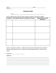 reading and writing character chart template for any text