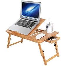 Songmics Table De Lit Pliable En Bambou Pour Pc Portable Inclinable 55 X 35 X 29 Cm Lld002 Amazon Fr Bed Tray Foldable Desk Desk Notebook