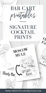 Signature Cocktail Recipe Bar Cart Printables Signature Cocktail Cocktails Beer Club
