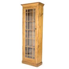vintage narrow pine display cabinet