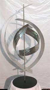 Abstract Indoor Outdoor Stainless Steel Metal Sculpture G56 Bare With Round Base Atlanta Georgia Metal Art Sculpture Steel Art Steel Sculpture