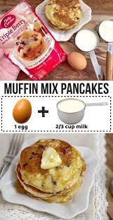 Muffin Mix Pancakes Easy Breakfast Idea With Just 3 Ingredients Recipe Muffin Mix Breakfast For Kids Chicken Dishes Recipes