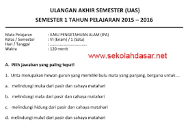 Soal Ujian Ipa Kelas 6 Sd Ilmusosial Id