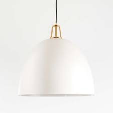 Maddox White Dome Pendant Large With Brass Socket Reviews Crate And Barrel In 2021 Dome Pendant Lighting White Kitchen Pendant Lights Large Pendant Lighting