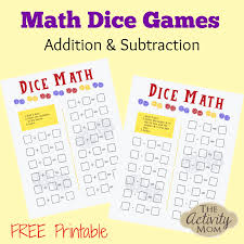 Printable roll it, write it and count it dice math game. The Activity Mom Math Dice Games For Kids The Activity Mom