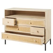 Commode 5 Tiroirs En Manguier Massif Et Rotin Maisons Du Monde Mobilier De Salon Commode 5 Tiroirs Mobilier