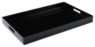 Tray in lacquered mdf with a handles at each side. Lacquer Rectangle Tray Black Contemporary Serving Trays By Hudson Vine Houzz