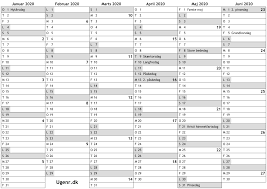 Berikut ini kami sediakan file (softcopy) template kalender 2021 masehi format vector cdr (corel draw) dan pdf, lengkap dengan tahun hijriyah, kalender pasaran jawa dan hari libur/cuti bersama. Kalender For 2020 Med Helligdage Og Ugenumre Ugekalender Online Arskalender Med Uger Til Print A4 Gratis Download Pdf