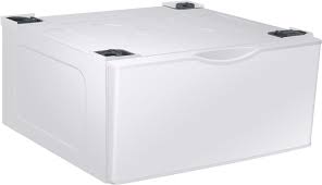 How tall is the pedestal on a samsung washer and dryer? Samsung Washer Dryer Laundry Pedestal With Storage Drawer White We402nw Best Buy