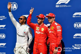 Top Three Qualifiers Lewis Hamilton Mercedes Amg F1 Pole Man Sebastian Vettel Ferrari And Charles Leclerc Ferrari Mercedes Amg Amg Lewis Hamilton