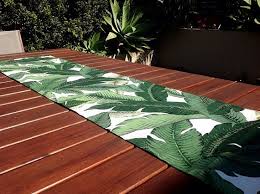 Table Runner Tropical Decor Outdoor Decor Banana Leaf Palms Tropical Coastal Decor Vintage Hawaiian Style Beach House Decor Beach House Decor Coastal Decor Tropical Decor