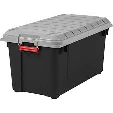Black And Yellow Totes Home Depot Iris 87 Qt Weathertight Store It All Plastic Storage Tote Black Walmart Com Plastic Storage Totes Storage Storage Bins