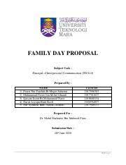 Mayor francisco isko moreno domagoso said the family day — a proposed designated day to open parks and other tourist we have persevered for 11 months, and i think a few days will not harm. Group Assignment Pdf Family Day Proposal Subject Code Principal Of Interpersonal Communication Inc410 Prepared By 1 2 3 4 5 Name Puteri Nur Fatehah Bt Course Hero