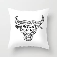 Texas Longhorn Bull Head Mosaic Throw Pillow By Patrimonio
