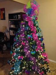 Christmas Tree Decorated With Glitter Mesh And Tulle Christmas Tree Themes Colorful Christmas Tree Christmas Tree Design
