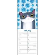 I doodle on cat calendars. Planet Cat Slim Calendar 2020 105787