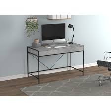 Ironck desk computer table with drawer 47″. Computer Desk 49l Grey Cement 2 Drawers Black Metal No