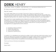 Telecommunications Technician Cover Letter Sample Cover Letter Templates Examples