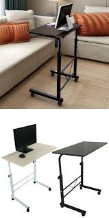 Protable Height Adjustable Laptop Table Stand Computer Desk Sofa Side Rolling Ebay Adjustable Laptop Table Computer Stand For Desk Space Saving Dining Table
