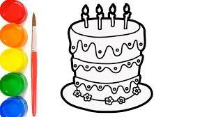 By adminposted on may 16, 2020. Cara Menggambar Kue Ulang Tahun Mewarnai Gambar Birthday Cake Youtube