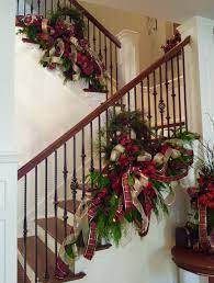 Fresh Greenery Mixed With Faux Florals Christmas Decoration On Staircases Christmas Staircase Christmas Stairs Christmas Stairs Decorations