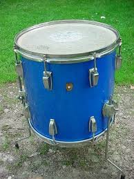 1967 Ludwig Jazzette Floor Tom Drum Blue Sparkle Keystone 14 X 14 Tom Drum Blue Sparkles Drums