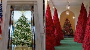 White House 2022 Red Christmas Trees Jill And Joe Biden's White House Christmas Decorations Divide Americans  After Melania Trump's Red Trees | Perthnow