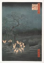 Utagawa Hiroshige New Year S Eve Foxfires At The Changing Tree ōji Japan Edo Period 1857 The Metropolit Peintre Japonais Art Classique Estampe Japonaise