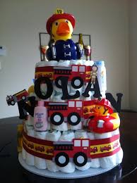 Firetruck Diaper Cake I Made Diaper Cake Baby Diaper Cake Firefighter Baby Showers