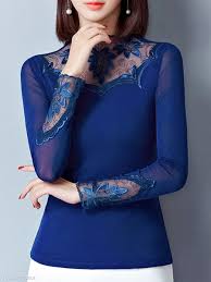 Band Collar See Through Plain Blouse Berrylook Com Cheap Womens Tops Fashion Blouse Styles