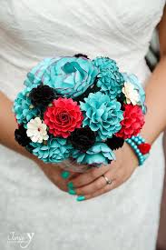17 piece package wedding bridal bouquet silk flowers gold red ivory jewels pine. Teal Red And Black Rock And Roll Inspired Handmade Paper Etsy Blue Wedding Bouquet Paper Flowers Wedding Bouquet Red Bouquet Wedding
