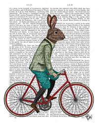 Rabbit On Bike Nursery Decor Illustration Art Print Childrens Etsy Bike Art Bike Art Print Rabbit Pictures