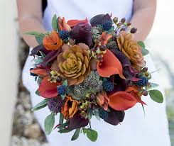 We have the best ideas for your wedding bouquet, corsages, boutonnieres, centerpieces, and more ceremony and reception flowers. Natural Touch Fall Woodlands Silk Wedding Bouquet Succulents Callas Berries And Fillers Orange Green Plum