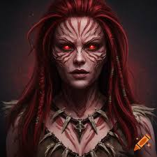 Gothic art portrait of a person with blue skin and dark hair