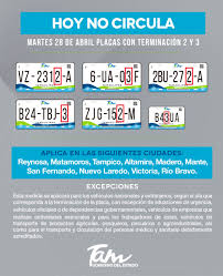 Es importante destacar que el programa hoy no circula no aplica para los coches con placas de discapacidad, emergencia y servicios fúnebres. Hoy No Circula Reynosa